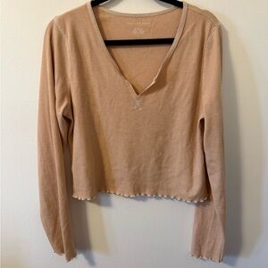 American Eagle Outfitters Cropped V-Neck Long Sleeve XL NWOT